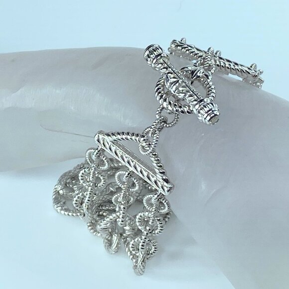 Jewelry - Judith Ripka Sterling Silver Triple 3 Strand Oval Link CZ Toggle bracelet JR8834